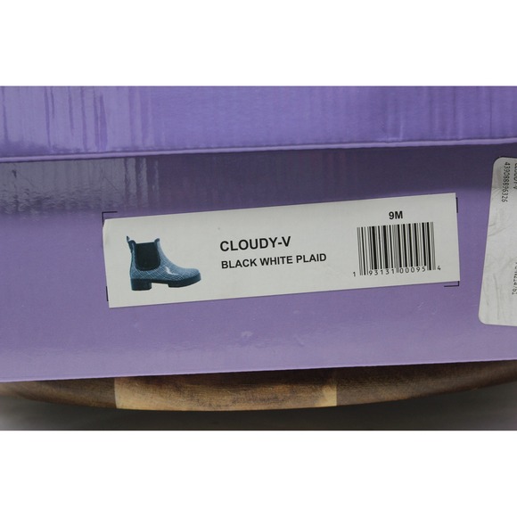 Jeffrey Campbell Cloudy-V Black White Plaid Platform Chelsea Boots 9M - Picture 4 of 12